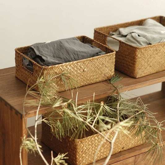 Household Straw Woven Storage Basket